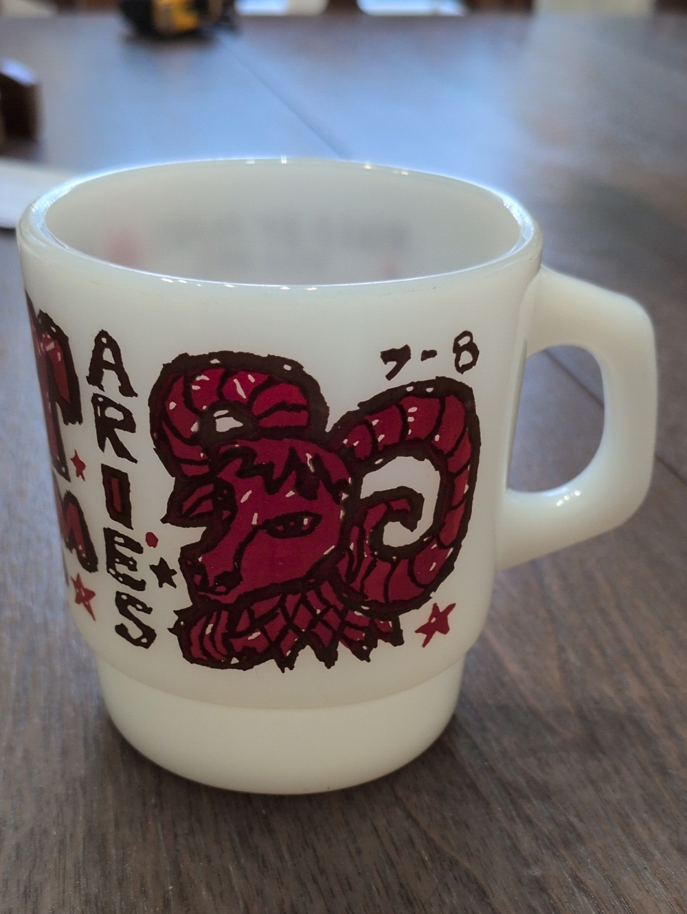 Fire King Vintage Aries Milk Glass Mug